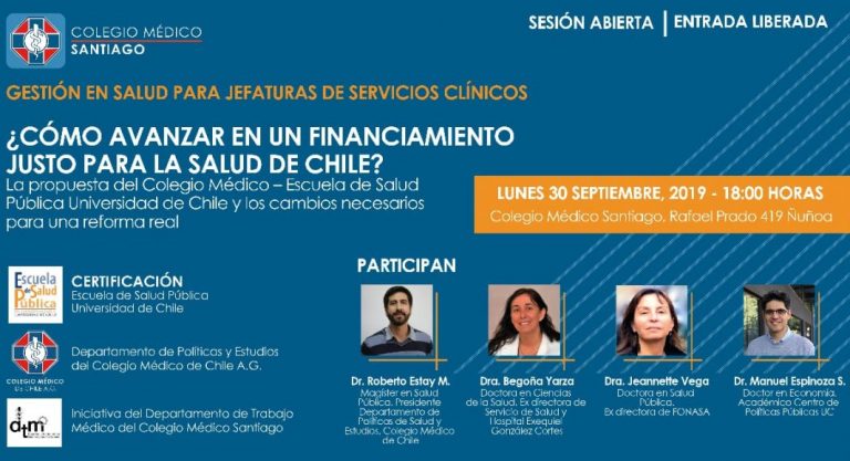 Sesión especial del Curso Gestión en Salud para Jefaturas Clínicas: ¿Cómo avanzar en un financiamiento justo para la salud en Chile?